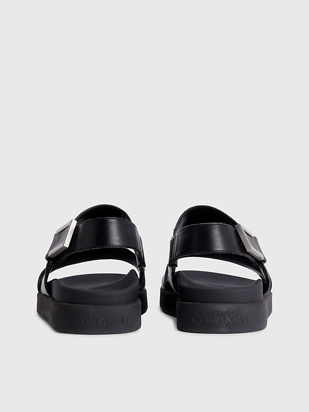 black sandalen aus leder für damen - calvin klein