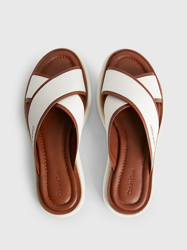 brown gerecyclede canvas sandalen voor dames - calvin klein