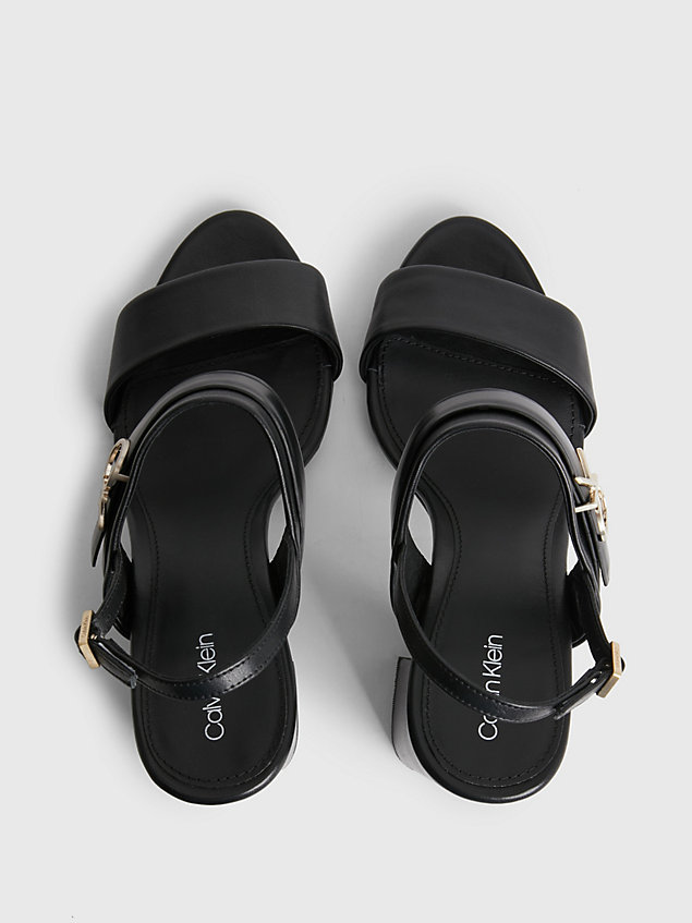 black leather heeled sandals for women calvin klein