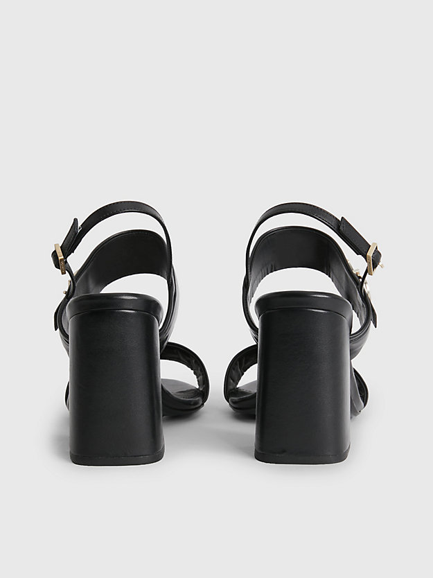 ck black leather heeled sandals for women calvin klein