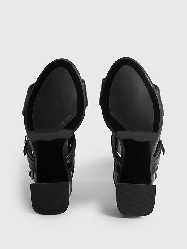 black leather heeled sandals for women calvin klein
