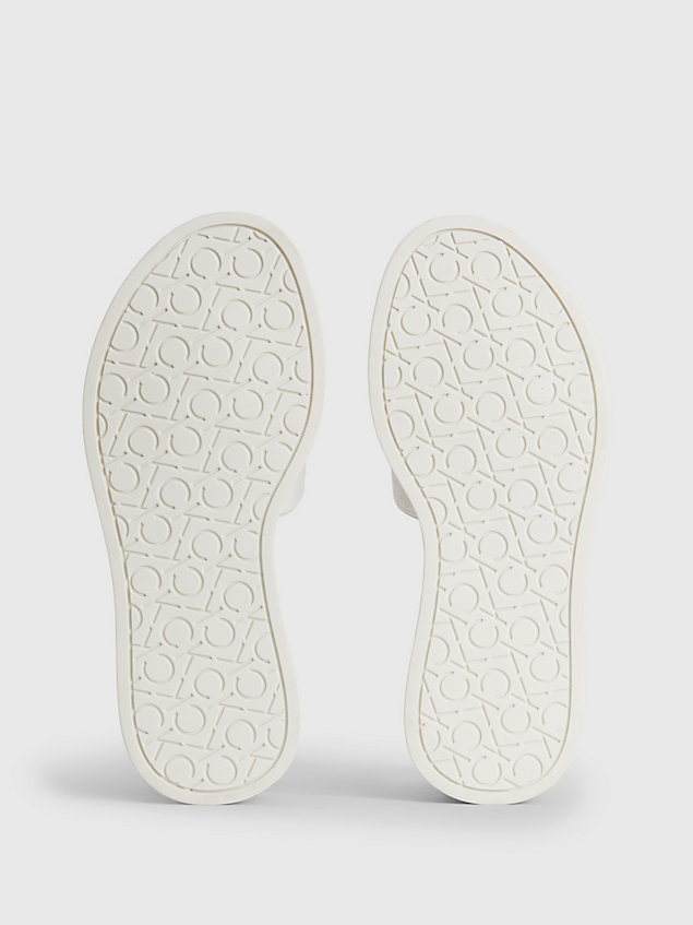 white sandalen mit logo aus recyceltem jacquard für damen - calvin klein