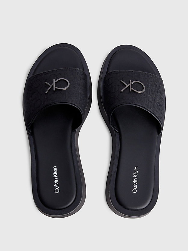 BLACK MONO Sandały z żakardowym logo z materiałów z recyklingu dla Kobiety CALVIN KLEIN