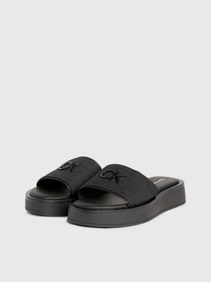 ck black logo jacquard sandals for women calvin klein