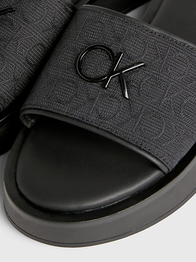 sandales en jacquard avec logo ck black pour femmes calvin klein