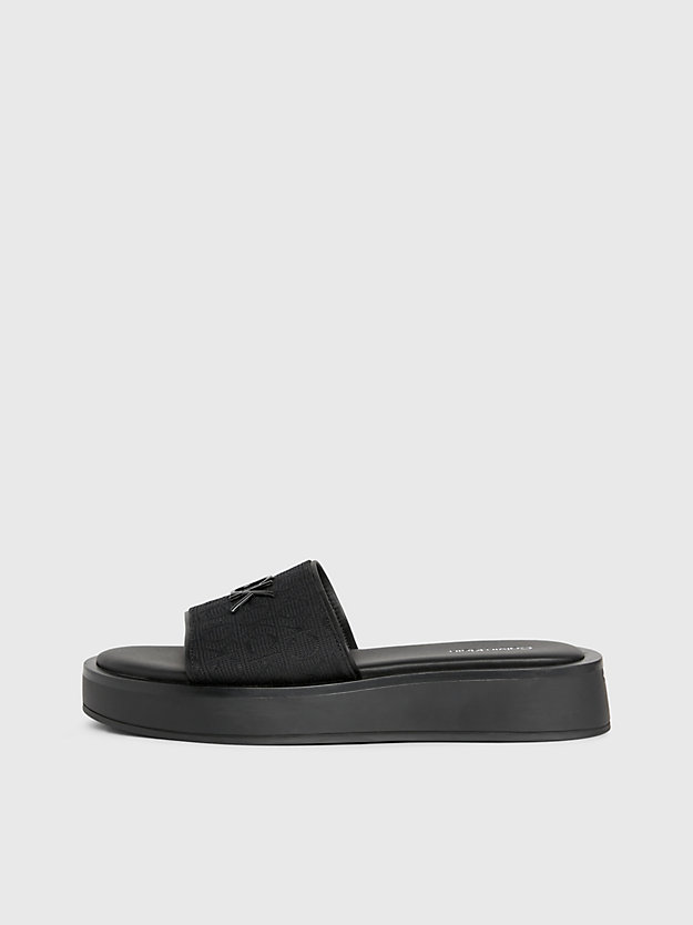 ck black sandały z żakardowym logo dla kobiety - calvin klein