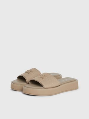 dusky taupe logo jacquard sandals for women calvin klein