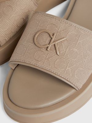 dusky taupe logo jacquard sandals for women calvin klein