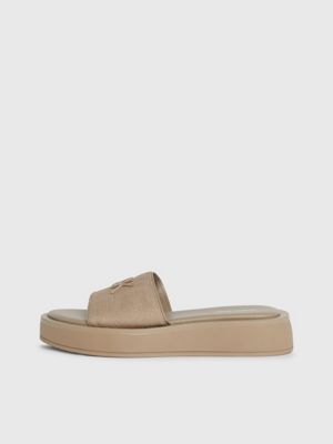 dusky taupe logo jacquard sandals for women calvin klein