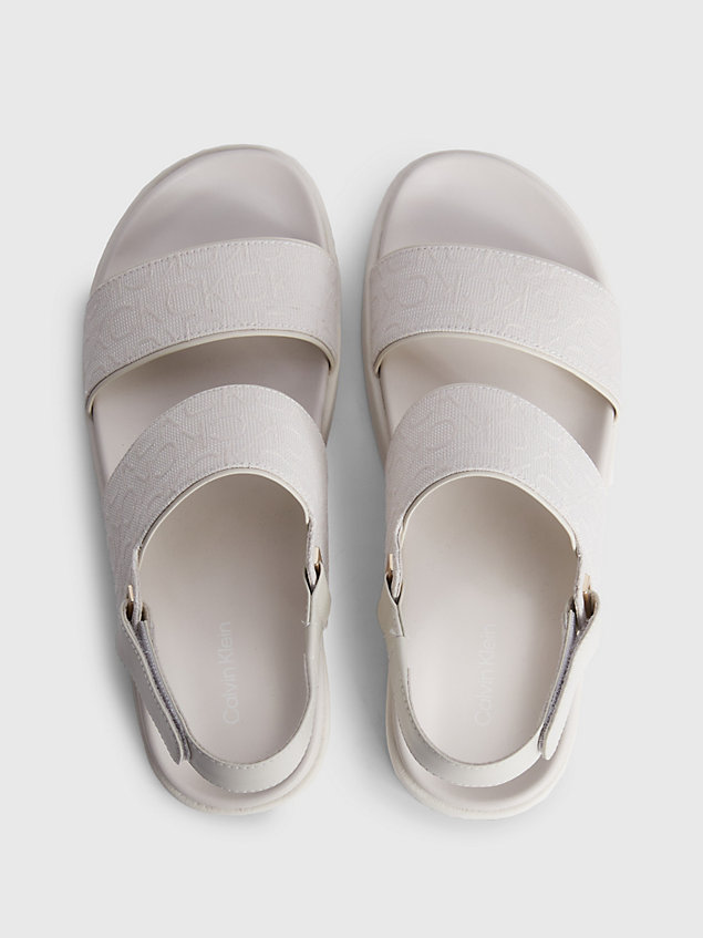 white gerecyclede sandalen van jacquard met logo voor dames - calvin klein