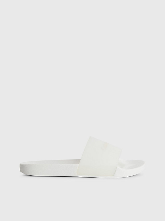 white logo-slippers für damen - calvin klein