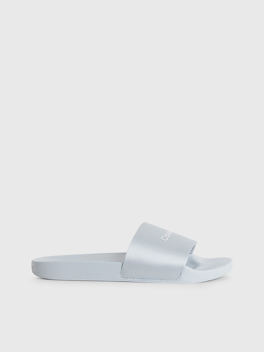 PEARL BLUE / WHITE Recycled Satin Sliders undefined women Calvin Klein