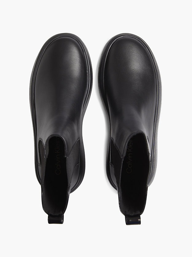 triple black chelsea-boots aus leather bubble mit plateau-sohle für damen - calvin klein