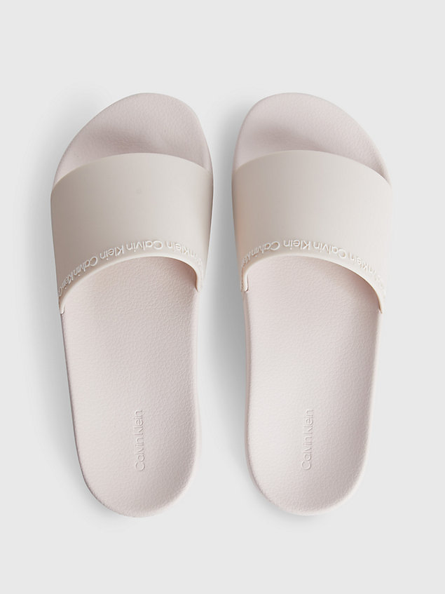 beige monochrome slippers für damen - calvin klein