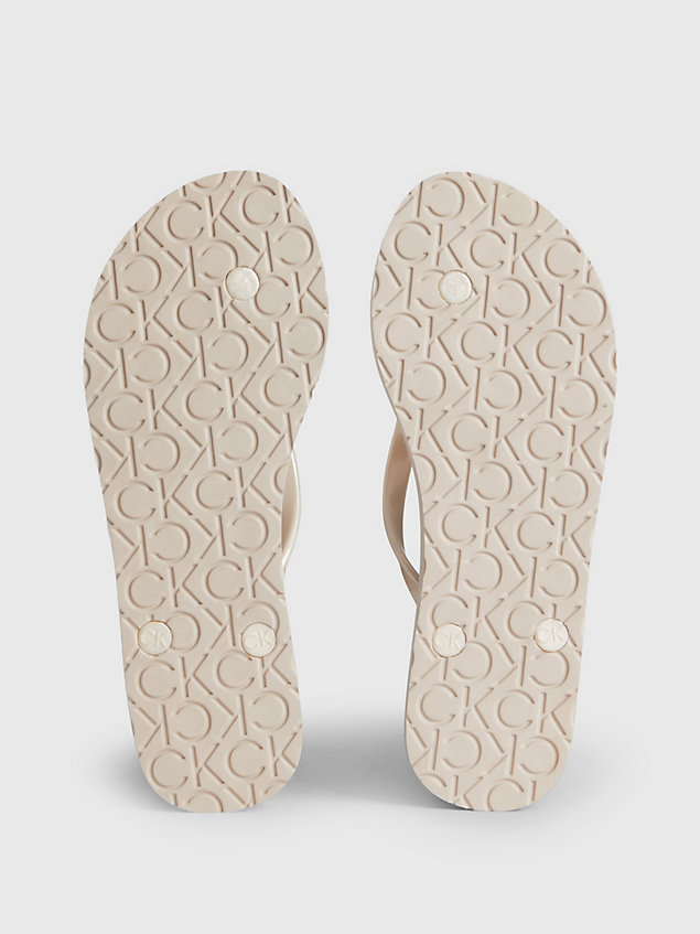 beige metallic slippers voor dames - calvin klein