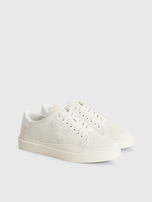 white knit trainers for women calvin klein