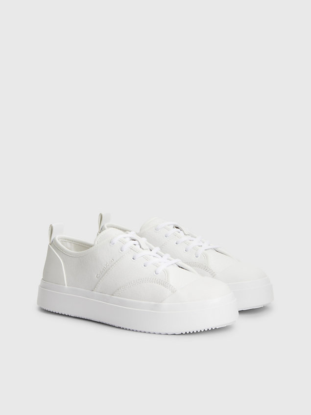 white crackle leather trainers for women calvin klein