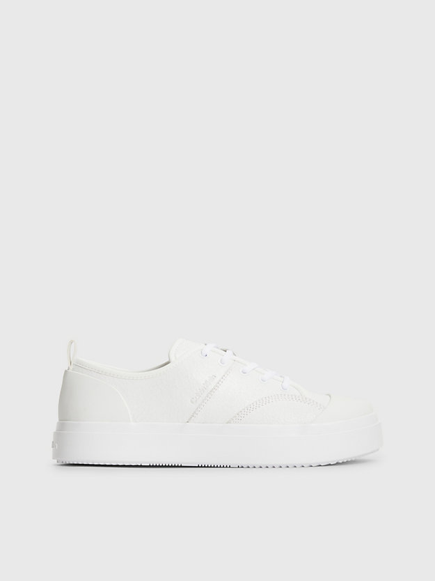 bright white crackle leather trainers for women calvin klein