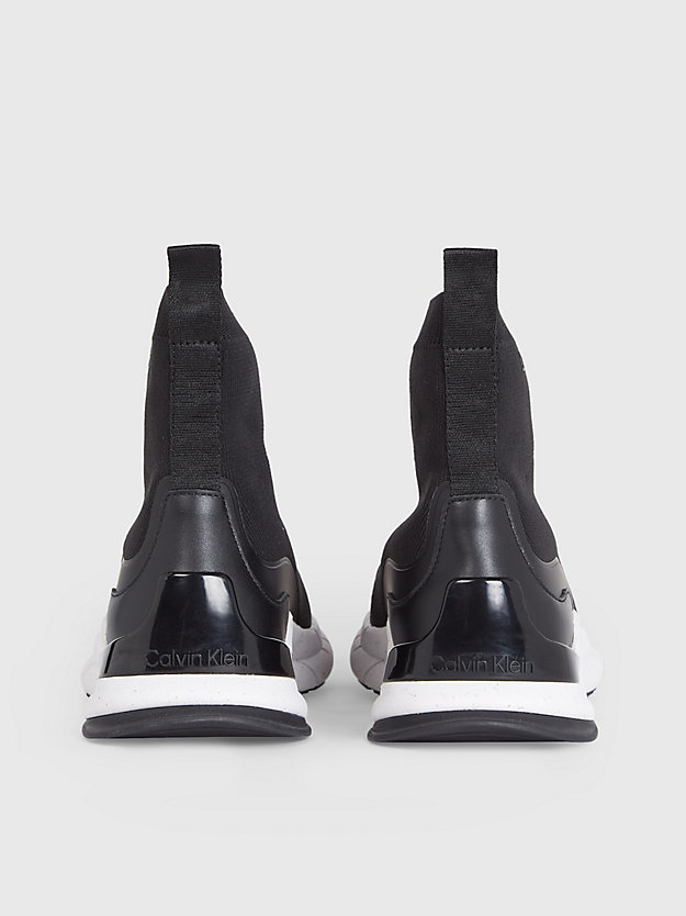 ck black recycelte high top socken-sneakers für damen - calvin klein