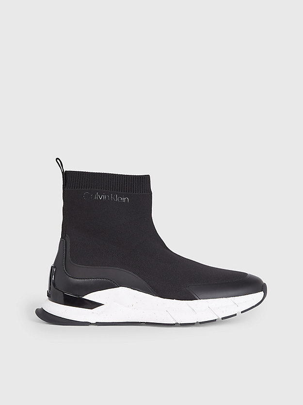 ck black recycled high-top sock trainers for women calvin klein