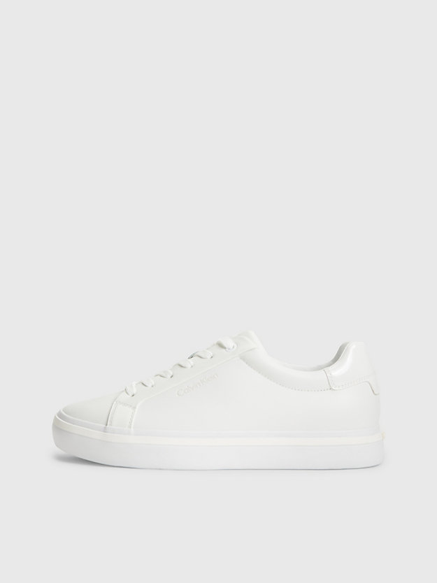 BRIGHT WHITE Leather Trainers for women CALVIN KLEIN
