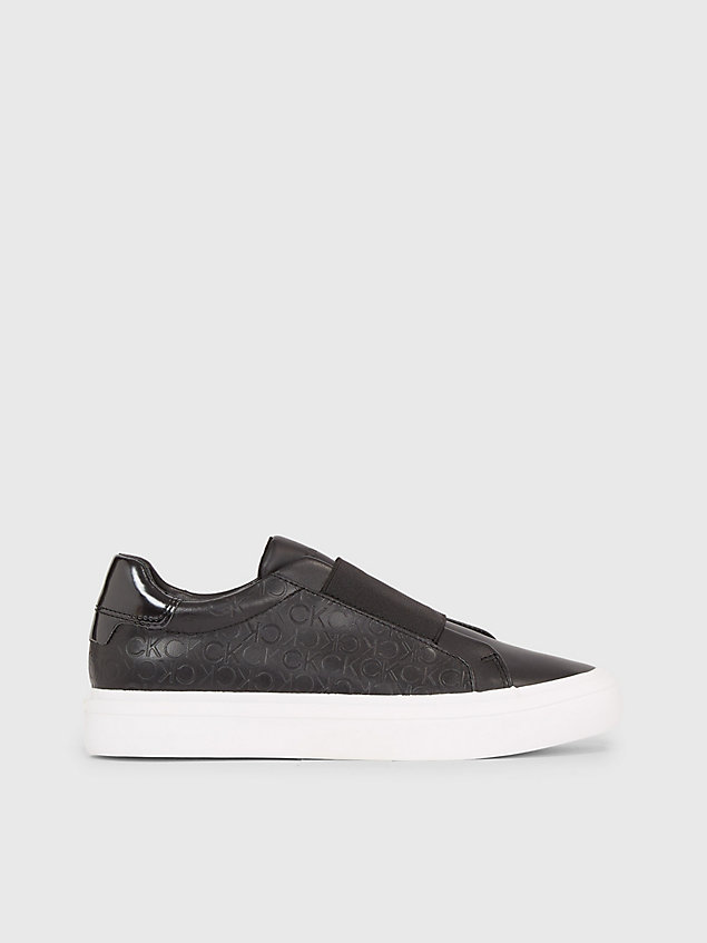 black leather slip-on trainers for women calvin klein