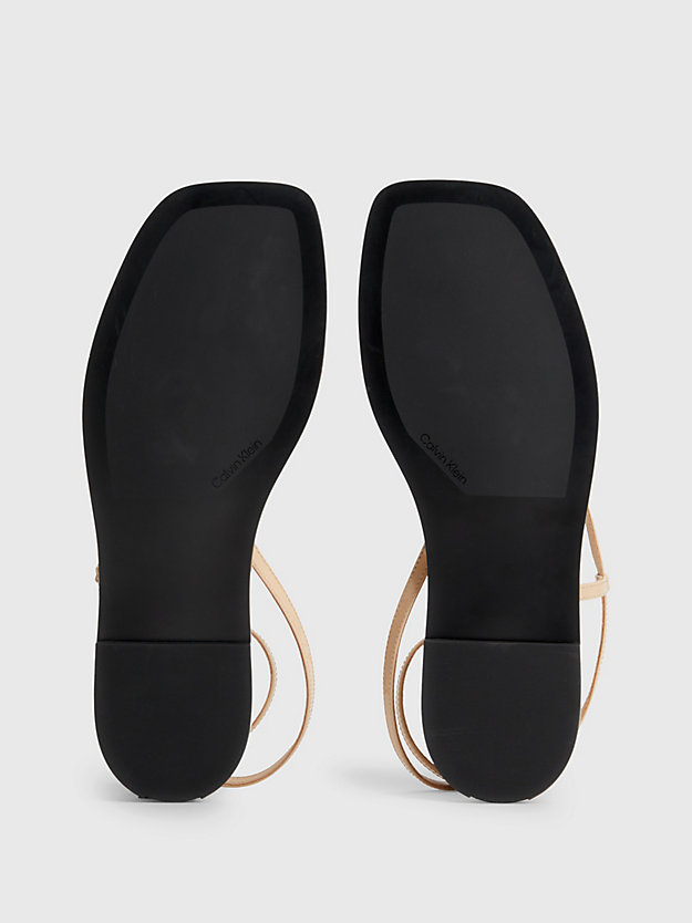 ck nude sandalen aus leder für damen - calvin klein