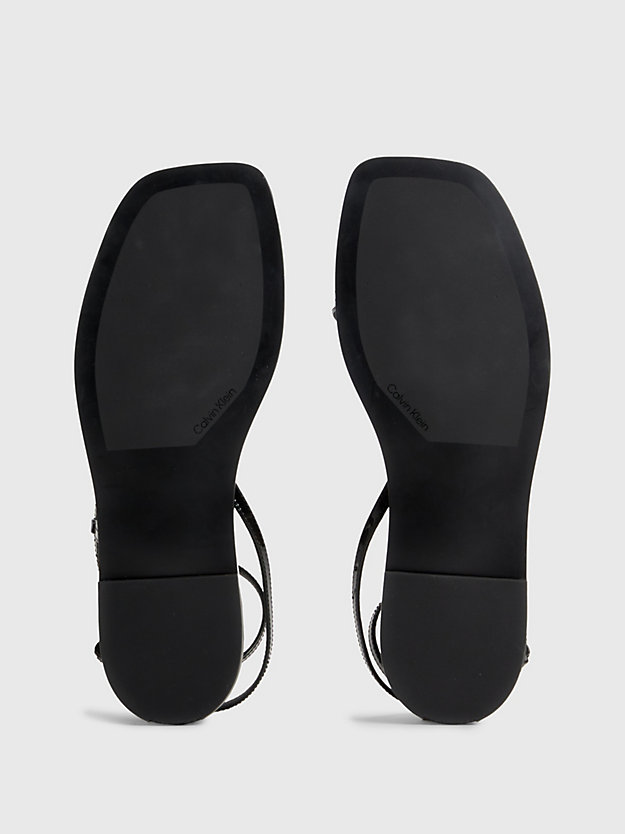 ck black sandalen aus leder für damen - calvin klein