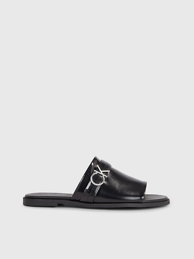 black skórzane sandały dla kobiety - calvin klein