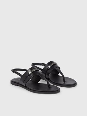 ck black leather sandals for women calvin klein