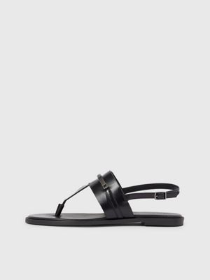 ck black leather sandals for women calvin klein