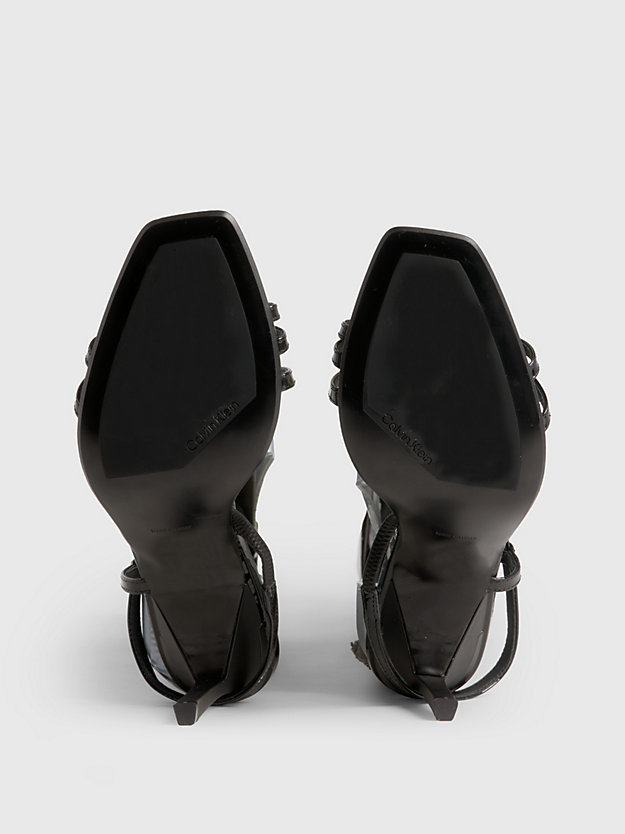 CK BLACK Leather Stiletto Sandals for women CALVIN KLEIN