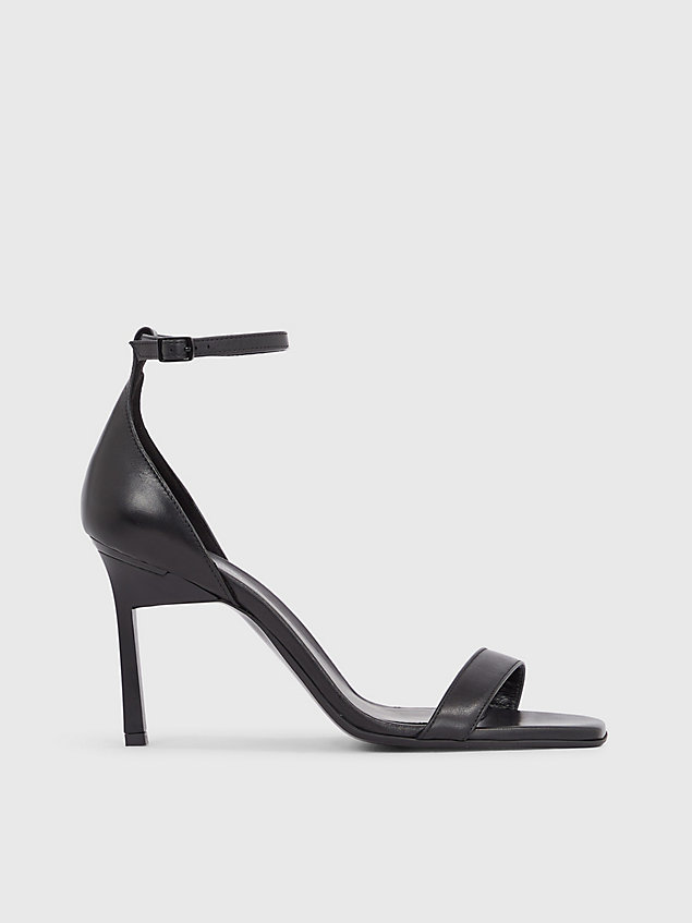 black stiletto-sandalen aus leder für damen - calvin klein