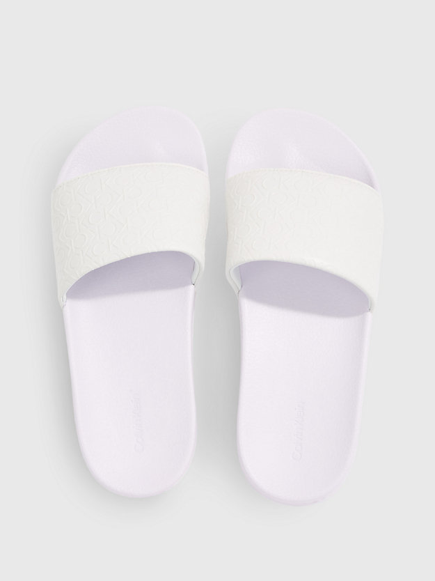 white mono recycelte slippers mit logo für damen - calvin klein