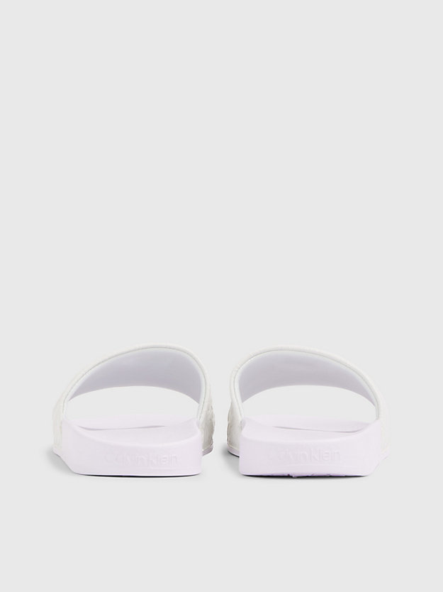 white mono recycelte slippers mit logo für damen - calvin klein