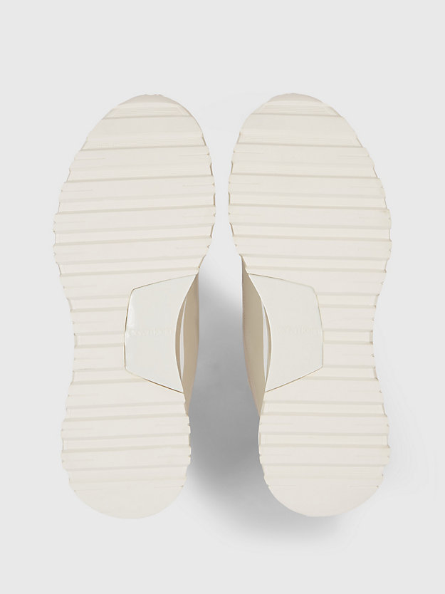 feather gray / dk ecru kleur-geblokte sneakers voor dames - calvin klein