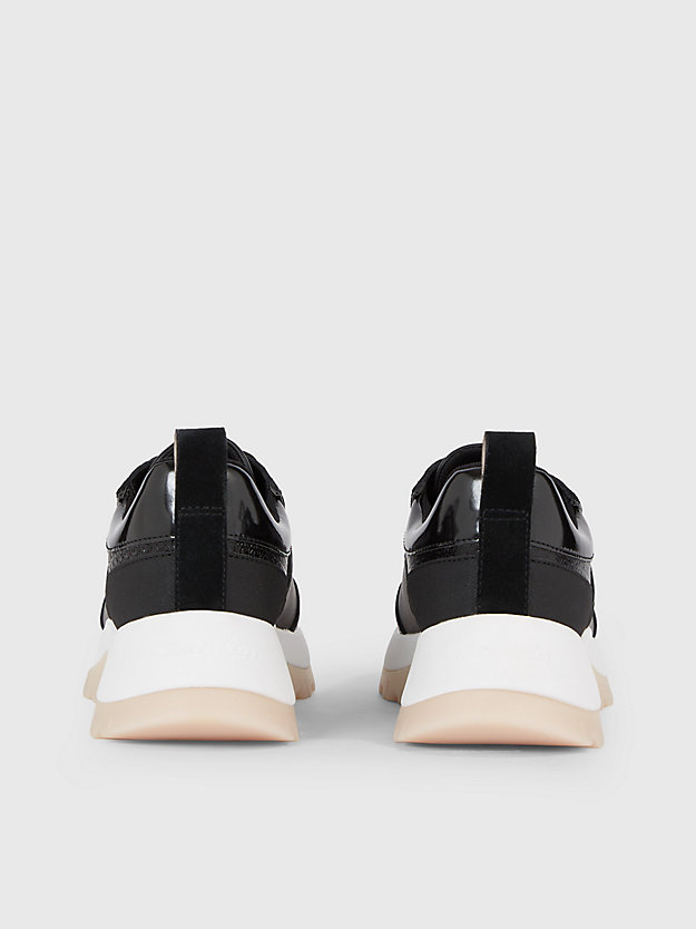 ck black leather logo trainers for women calvin klein