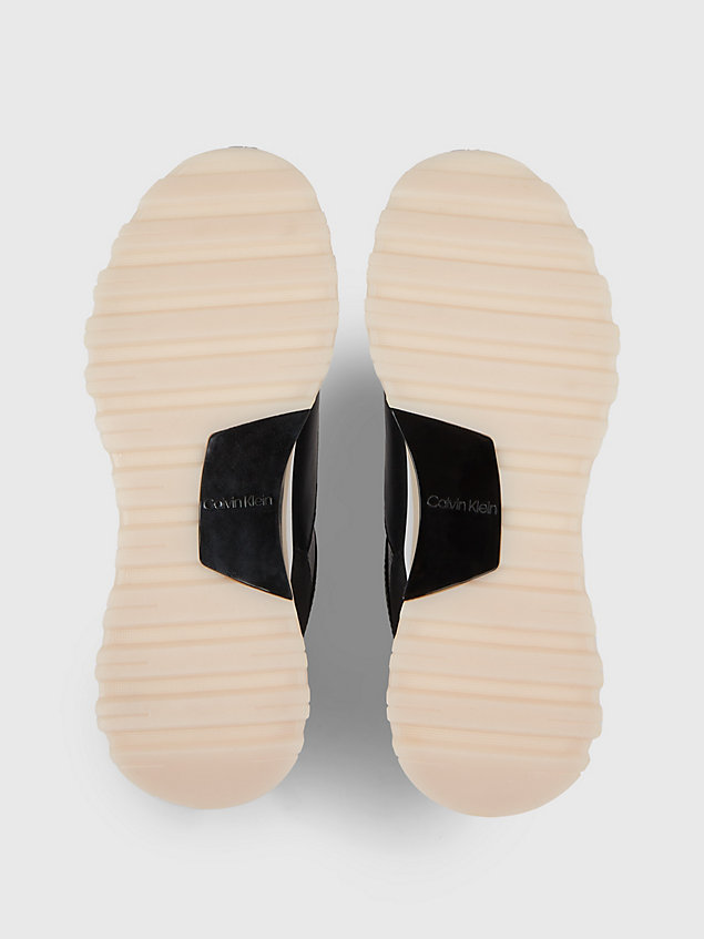zapatillas con logo de piel black de mujer calvin klein