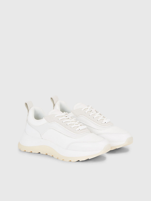 bright white leather logo trainers for women calvin klein