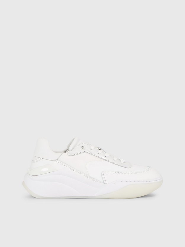 triple white leather platform wedge trainers for women calvin klein