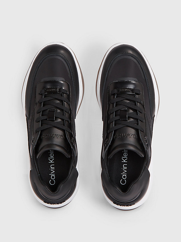 black skórzane buty sportowe na platformie dla kobiety - calvin klein