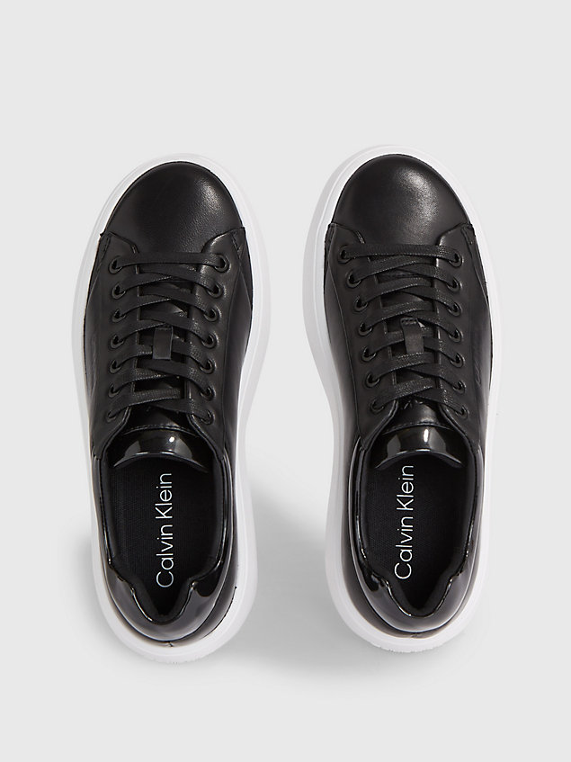 black skórzane buty sportowe na platformie dla kobiety - calvin klein