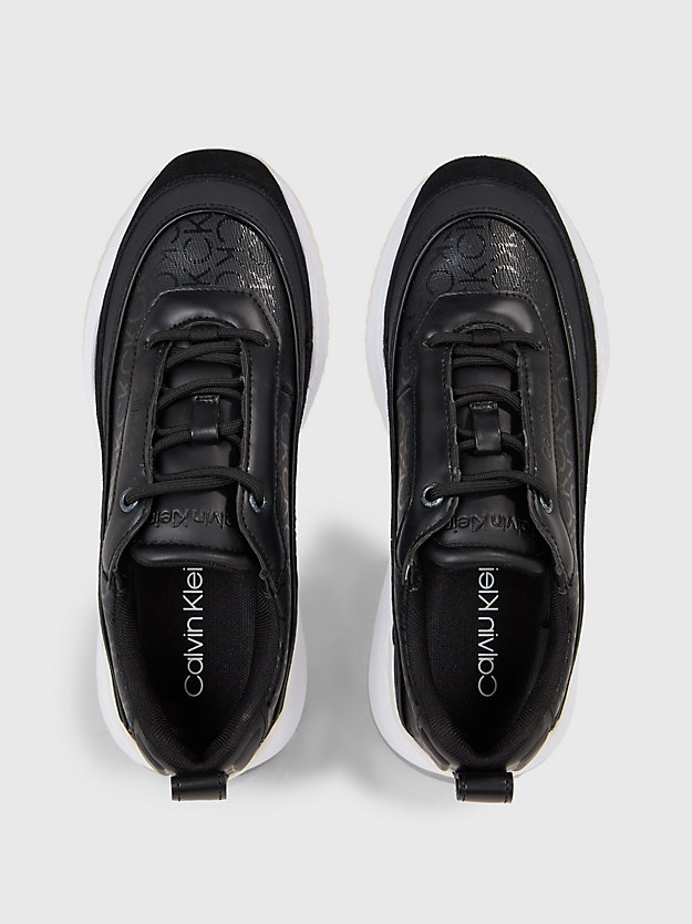 ck black wedge sneakers aus kunstleder für damen - calvin klein
