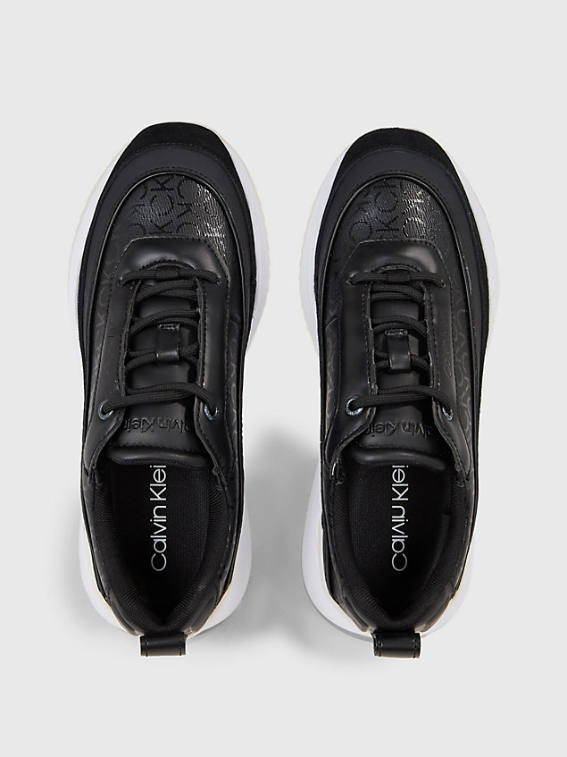 black faux leather wedge trainers for women calvin klein