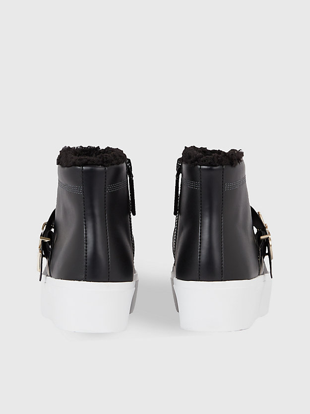 ck black skórzane buty sportowe za kostkę na platformie dla kobiety - calvin klein