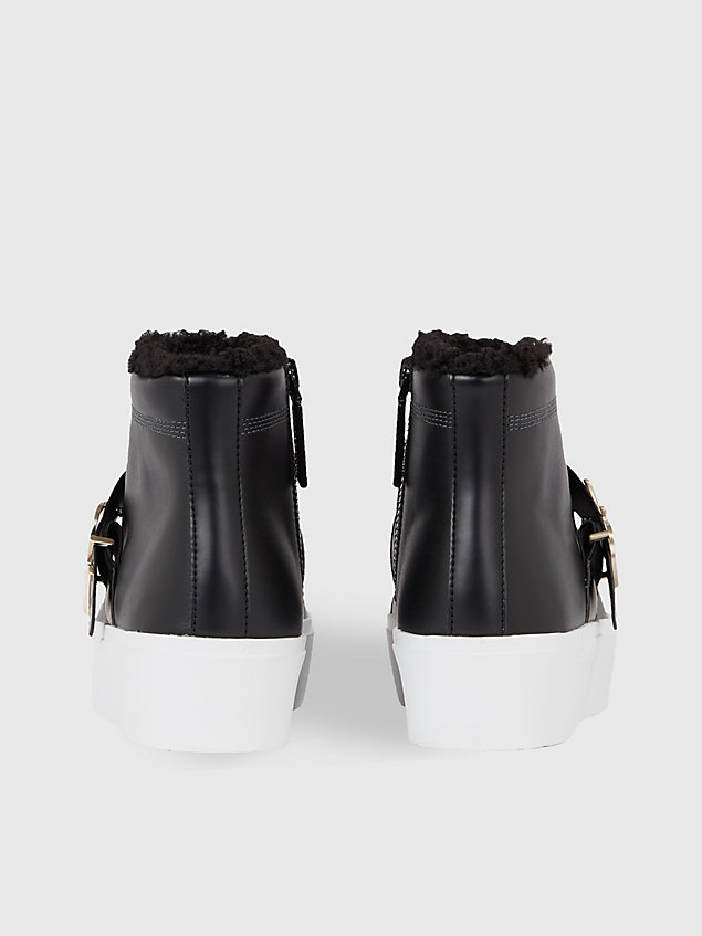 black skórzane buty sportowe za kostkę na platformie dla kobiety - calvin klein