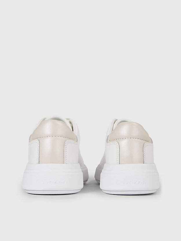 white / crystal gray leather trainers for women calvin klein