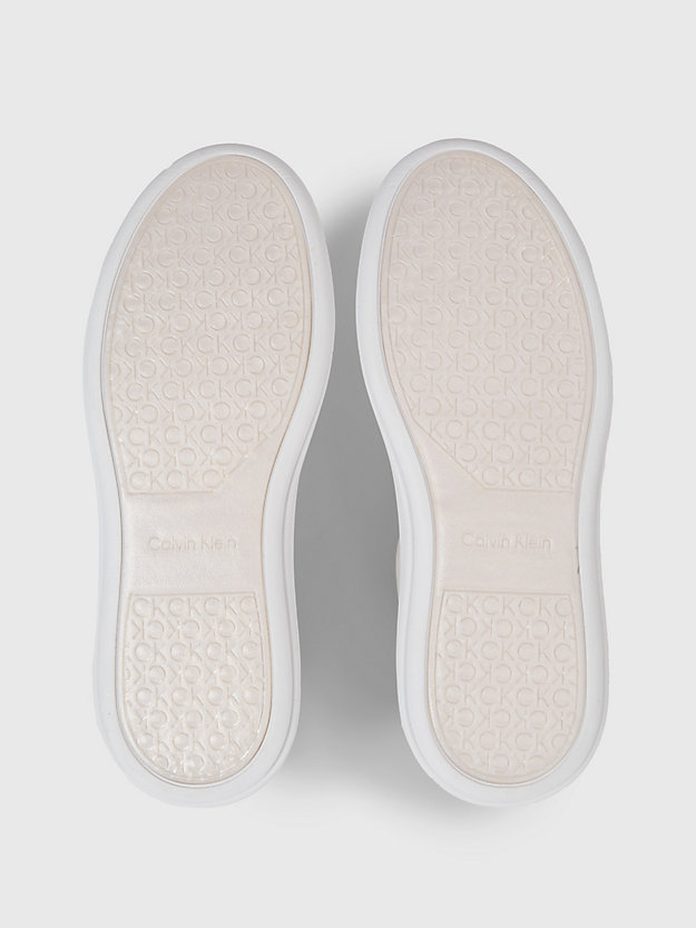 white / crystal gray leder-sneakers für damen - calvin klein