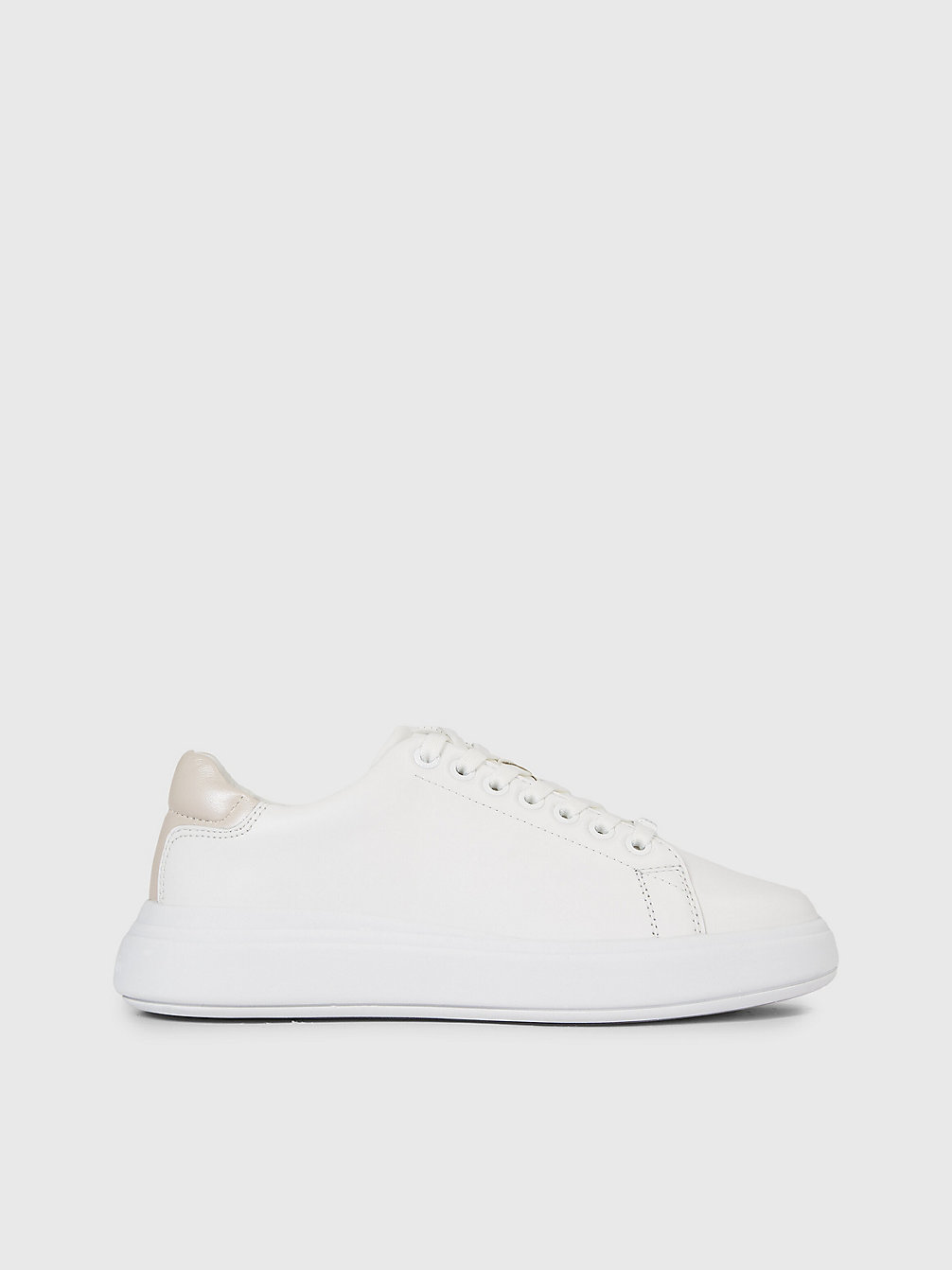 WHITE / CRYSTAL GRAY Leather Trainers undefined women Calvin Klein