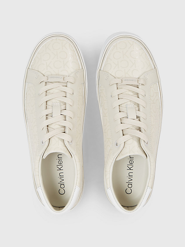 white buty sportowe na platformie z logo dla kobiety - calvin klein